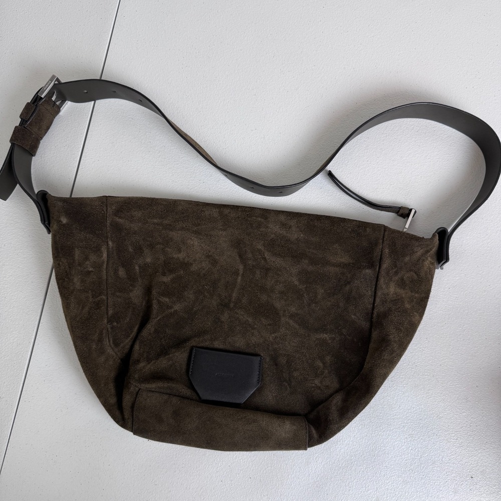 AllSaints Madea Suede Shoulder Bag Strap Brown Carry Designer